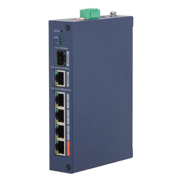 Switch|DAHUA|Switch type Managed|Switch layer L2|Form factor Desktop|4xRJ-45 ports|RJ-45 Ports Type Fast Ethernet (10/100)|4xFast Ethernet (copper) ports quantity|1xGigabit Ethernet (copper) ports quantity|1xSFP module slots quantity|1xFiber uplink ports 