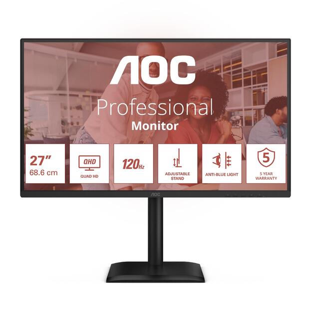 LCD Monitor|AOC|27  |2560 x 1440 pixels|Quad HD|Native aspect ratio 16:9|LED|Flat|Q27E4CV