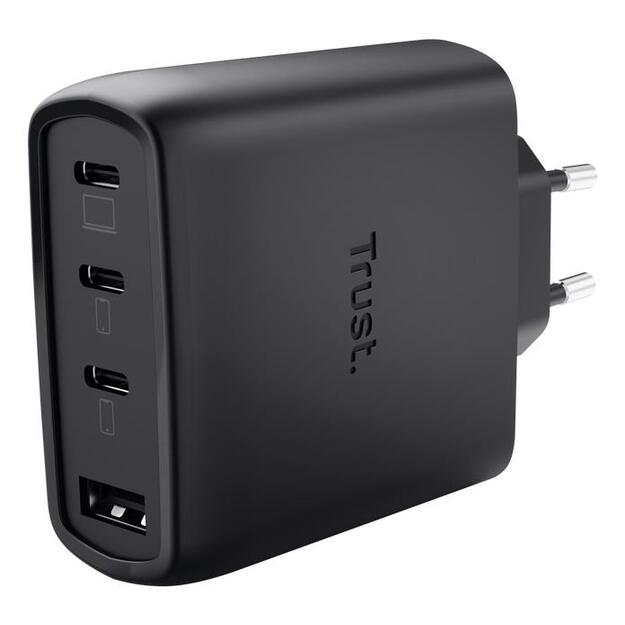 MOBILE CHARGER WALL MAXO 65W/4-PORT GAN BLACK 26067 TRUST