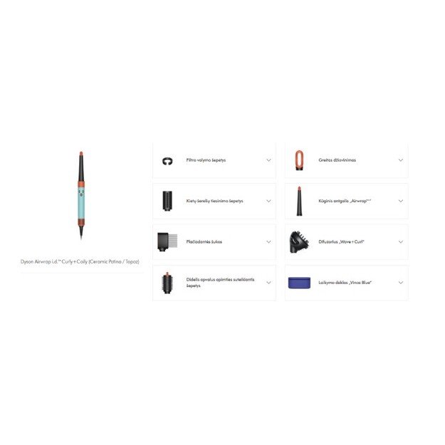 Daugiafunkcinis plaukų formavimo prietaisas ir džiovintuvas DYSON HS08 Curly+Coily, Patina/Topaz 2
