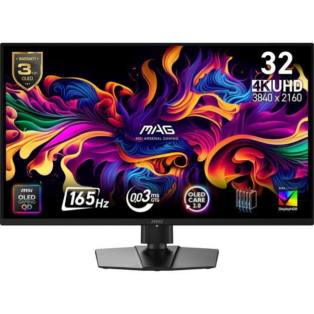 Monitor|MSI|31.5  |3840 x 2160 pixels|4K Ultra HD|Native aspect ratio 16:9|QD-OLED|Flat|MAG322UPQD-OLEDE16