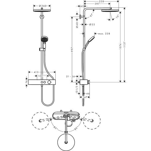 Du&scaron;o komplektas Hansgrohe Pulsify chromas 24220000 1