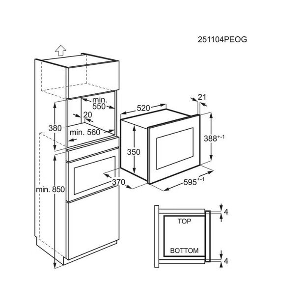 Įmontuojama mikrobangų krosnelė Electrolux 500 serija, Grill, LMS4253TBK, 25 l 2