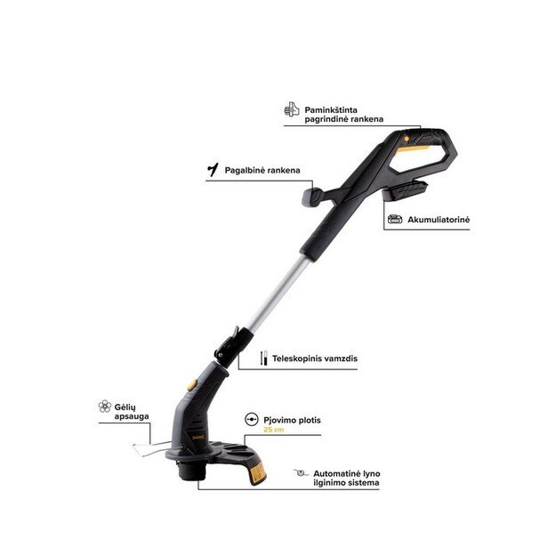 Akumuliatorinė žoliapjovė/trimeris Grunder, GT-L0218Y, 18 V, 25 cm 1
