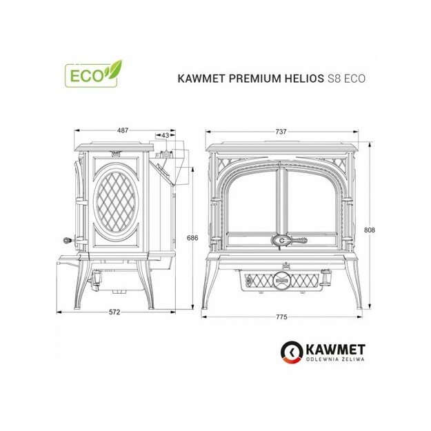 Ketaus krosnelė KAWMET Premium HELIOS S8 ECO