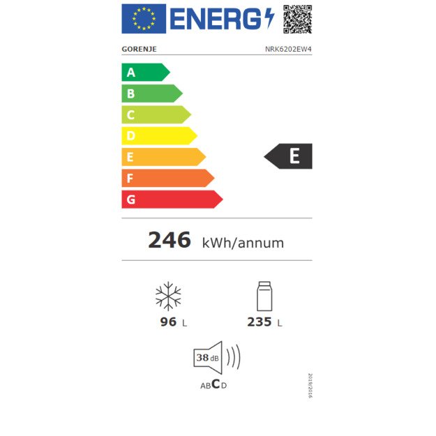 Šaldytuvas GORENJE NRK6202EW4