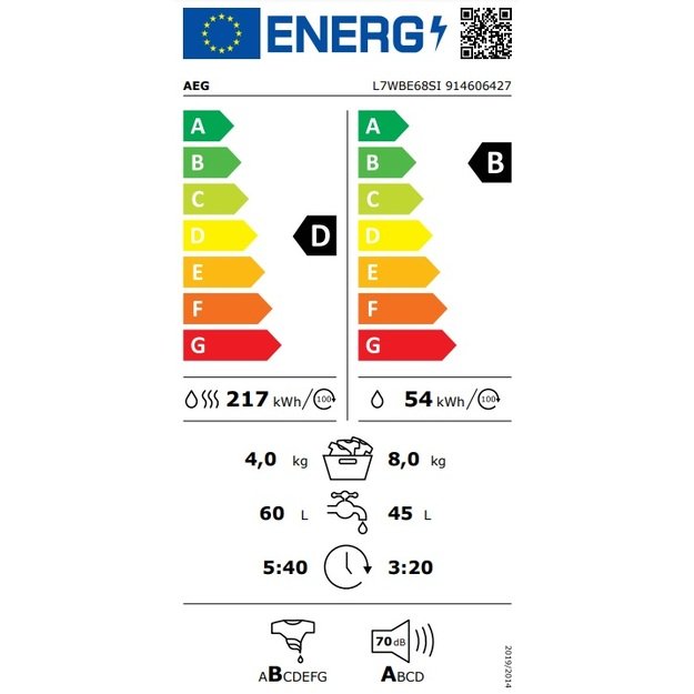 Skalbyklė-Džiovyklė AEG L7WBE68SI