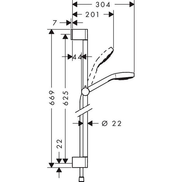 Dušo komplektas Hansgrohe Croma Select E 1 Jet 0.65 m, 26584400