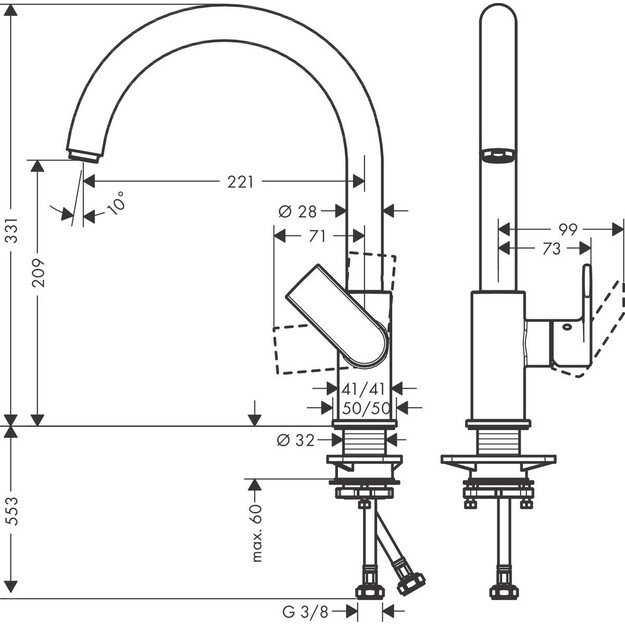 Maišytuvas Hansgrohe Vernis Shape M35 210,71871000 (chromo)