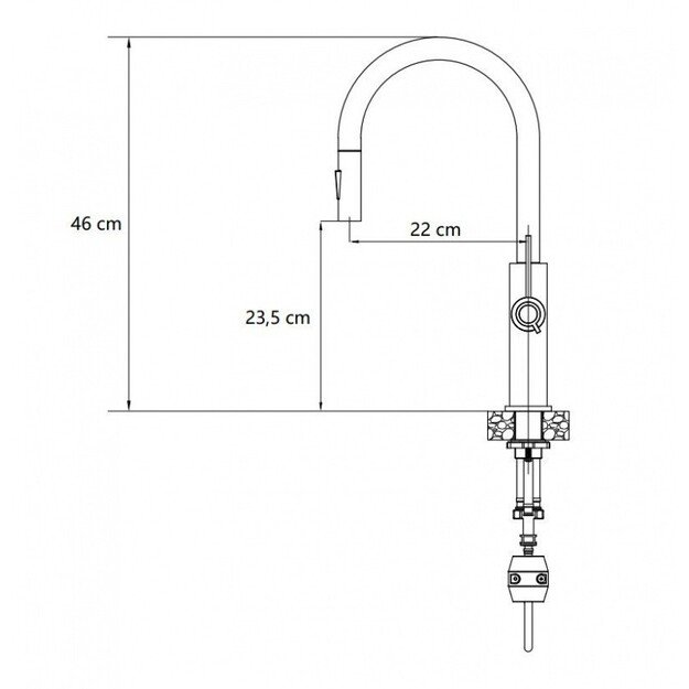 Virtuvinis maišytuvas su ištraukiama žarna Quadron JENNIFER Q LINE SLIM 3623510_BS, plieno