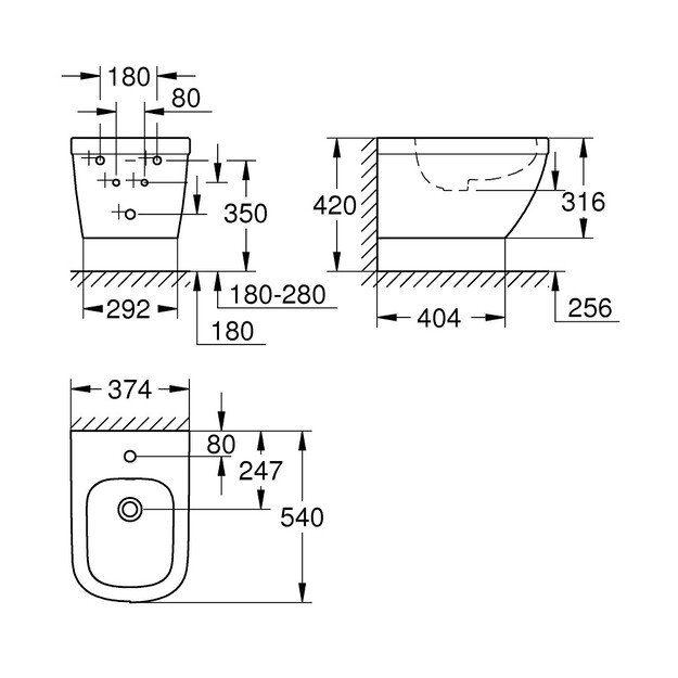 Pakabinama bide Grohe EURO CERAMIC 39208000