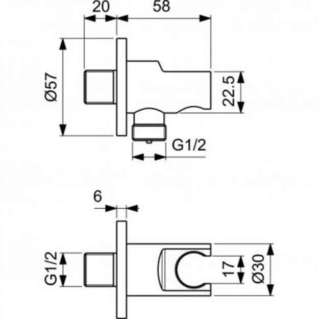 Rankinio dušo laikiklis Ideal Standard BC807XG, juodas matinis