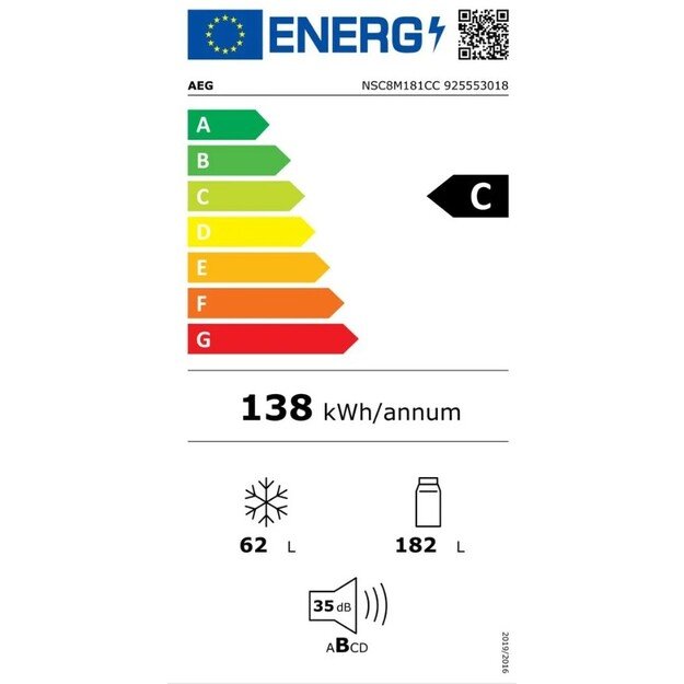 Įmontuojamas šaldytuvas AEG NSC8M181CC