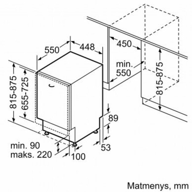 Įmontuojama indaplovė Bosch SPV2HMX42E