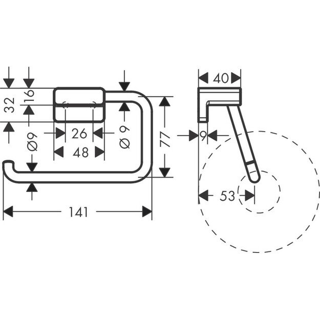 Tualetinio popieriaus laikiklis Hansgrohe AddStoris 41771000, chromo