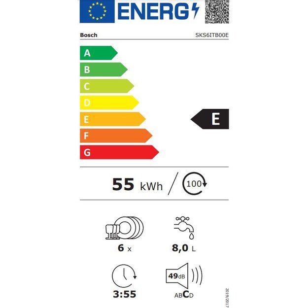 Kompaktinė indaplovė Bosch SKS6ITB00E