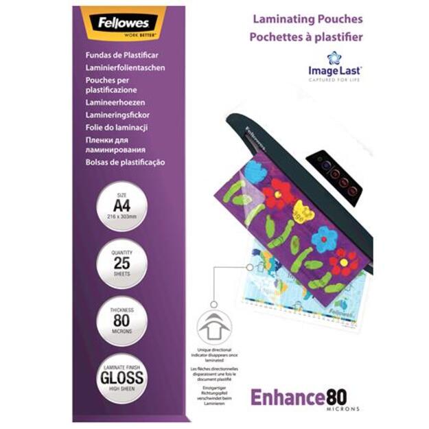 LAMINATOR POUCH IMAGELAST/A4 80 25PCS 5396205 FELLOWES