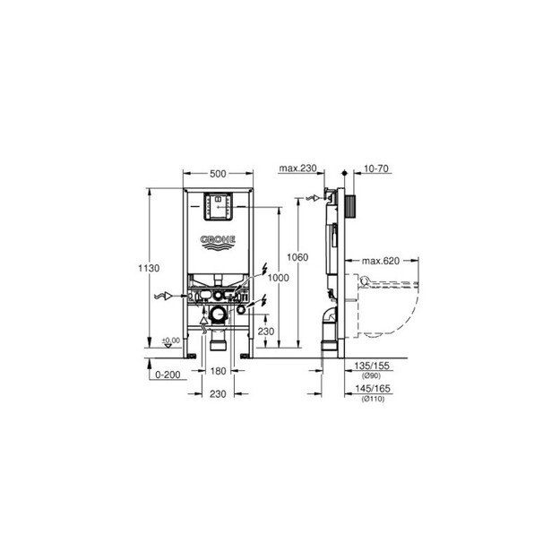 Potinkinis WC rėmas Grohe RAPID SLX 3-IN-1, 39598000