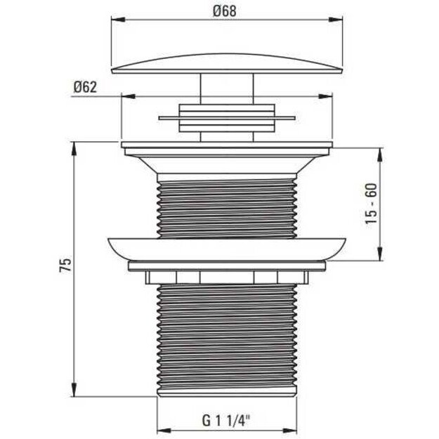 Praustuvo dugno vožtuvas Click Clack be persi Deante NHC_010A 1