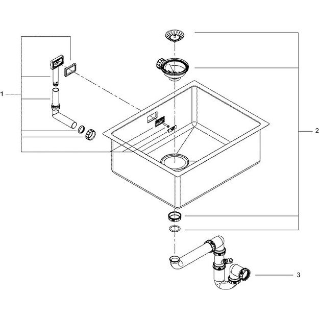 Įmontuojama nerūdijančio plieno plautuvė Grohe K700U, 31574SD1 1