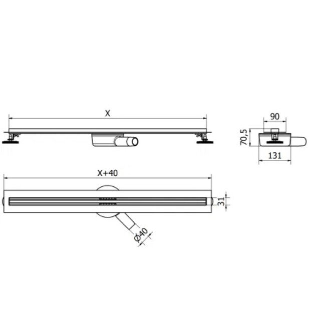 Linijinis drenažas Mexen Flat 360° Slim, 1041060 1