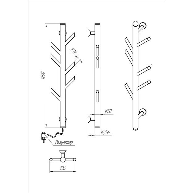 Rankšluosčių džiovintuvas Kosser Stijka 1200x30 ELR juodas reg. 1
