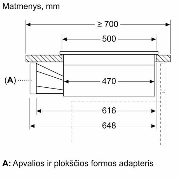 Įmontuojama indukcinė kaitlentė su integruotu gartraukiu Bosch PVS611B16E 15