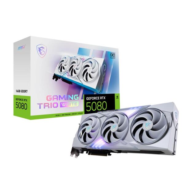 Graphics Card|MSI|NVIDIA GeForce RTX 5080|16 GB|GDDR7|256 bit|PCIE 5.0 16x|Dual Slot Fansink|1xHDMI|3xDisplayPort|508016GGAMTRIOOCWHI