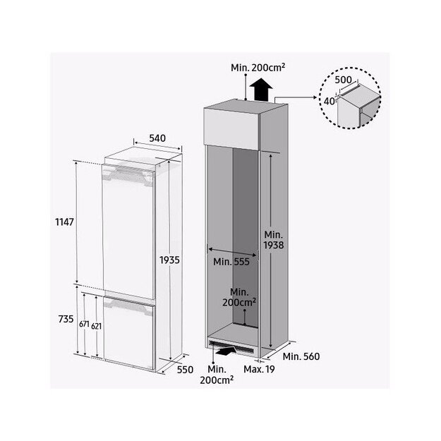 Įmontuojamas šaldytuvas Samsung BRB70F30AEF0EO 4