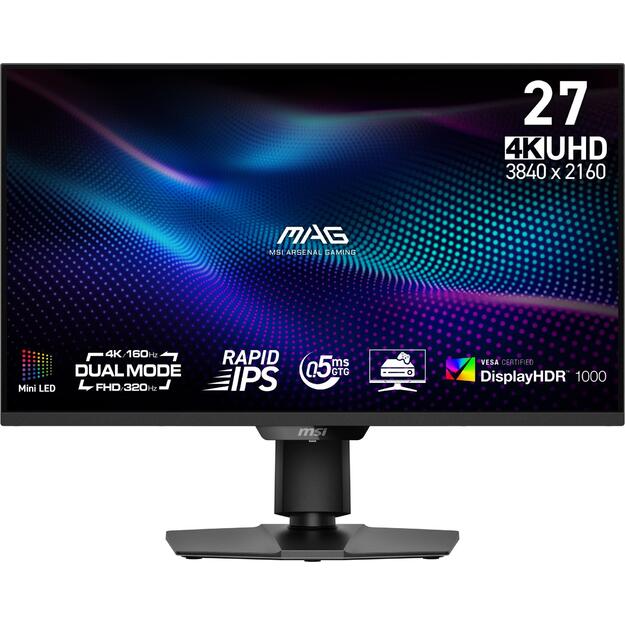LCD Monitor|MSI|MAG 274UPDF E16M|27 |Gaming/Frameless/4K|Matte|Panel IPS|3840x2160|16:9|160Hz|0.5 ms|Colour Black|MAG274UPDFE16M