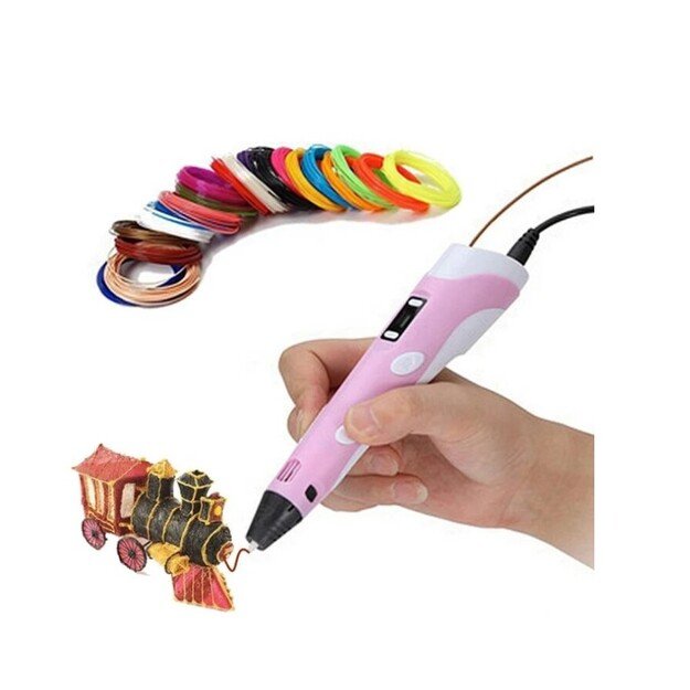 3D rašiklis +170m plastiko siūlai, rožinis / 3D pieštukas