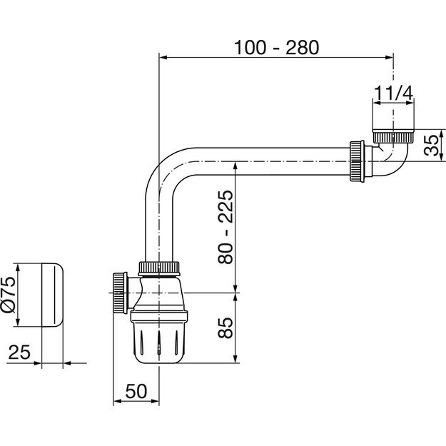 Butelinis sifonas praustuvui VIEGA 128913 1