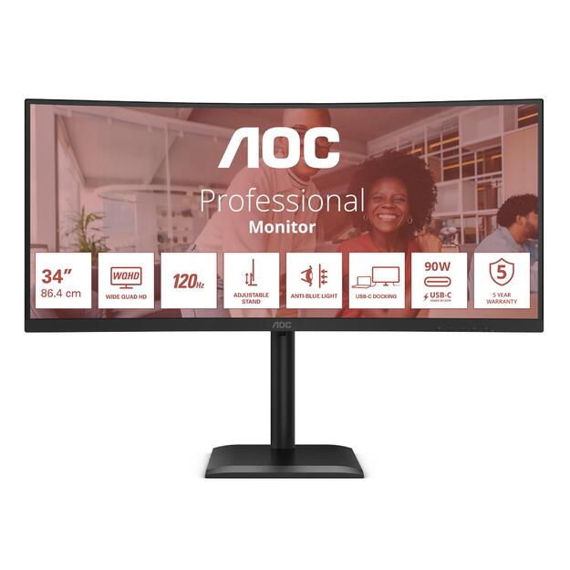LCD Monitor|AOC|34  |3440 x 1440 pixels|UltraWide Quad HD|Native aspect ratio 21:9|LCD|Curved|CU34E4CV