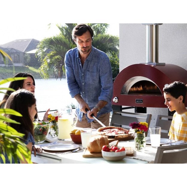 Hibridinė Picos Krosnis Alfa MODERNO 3 Pizze : Spalva - Antique Red 3