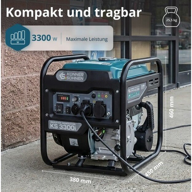 Benzininis inverterinis generatorius K&ouml;nner  amp S&ouml;hnen KS 3300i, 3kW 230V 1