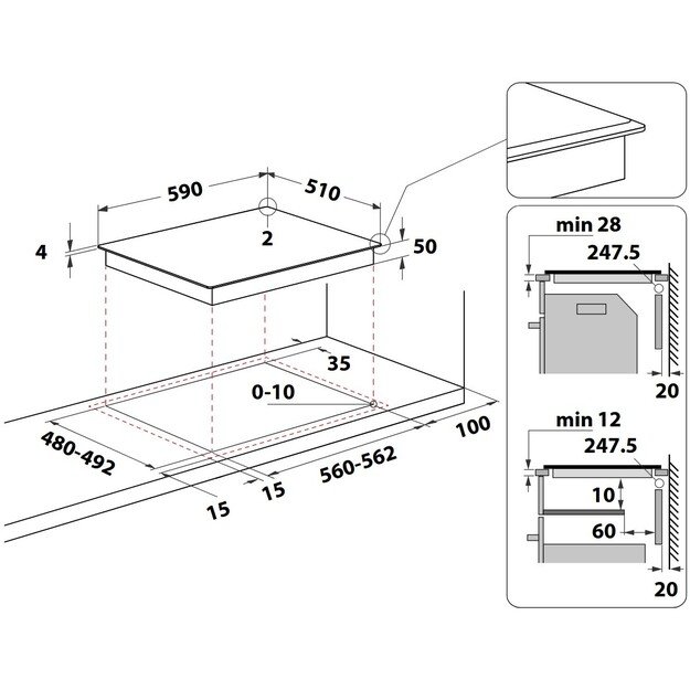 Įmontuojama indukcinė kaitlentė Whirlpool WF S5060 CPBF 4