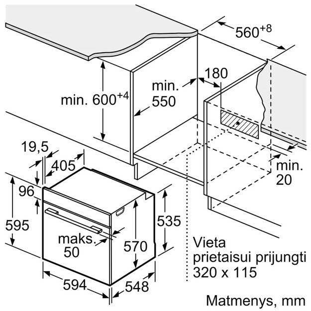 Įmontuojama orkaitė Bosch HRG532BB3 5