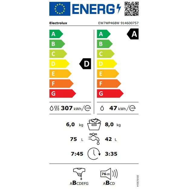 Skalbyklė-Džiovyklė ELECTROLUX EW7WP468W