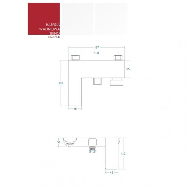 Vonios maišytuvas Corsan Trino CMB7141BL juodas