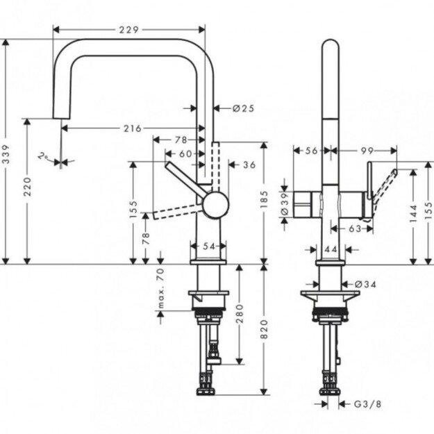 Plautuvės maišytuvas Hansgrohe Talis M54, 72827800, nerūd. plieno