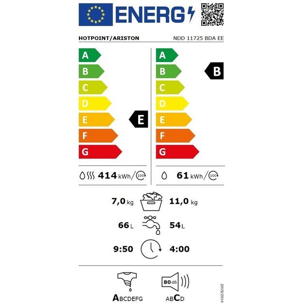 Skalbimo mašina su džiovinimo funkcija Hotpoint-Ariston NDD 11725 BDA EE