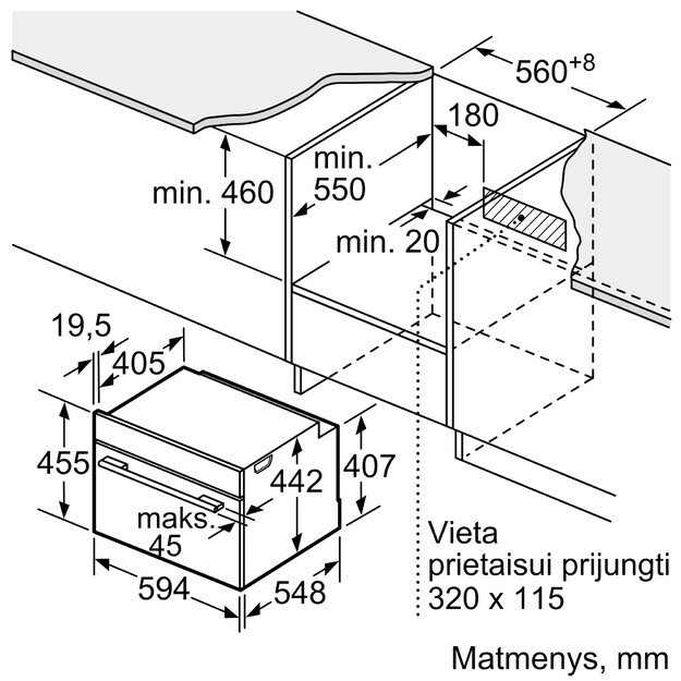 Įmontuojamoji kompaktinė orkaitė su mikrobangų funkcija Bosch CMG978NB1