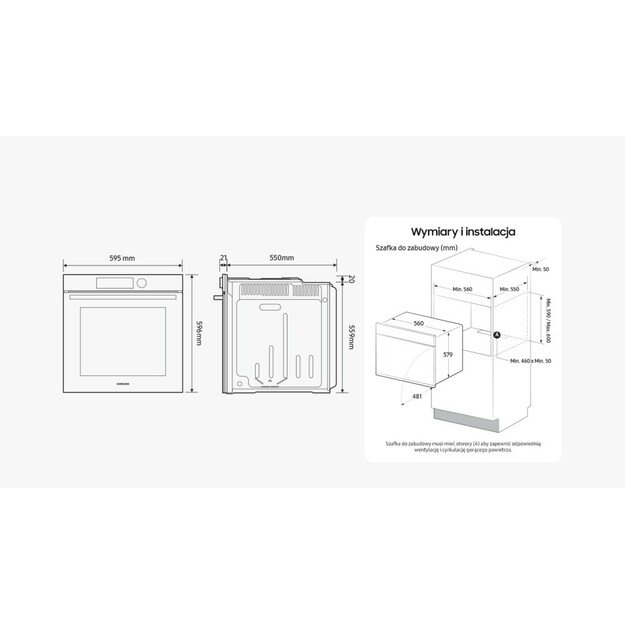 Įmontuojama garinė orkaitė Samsung NV7B4040VAK