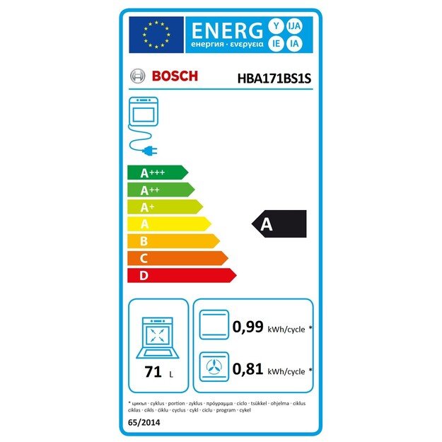 Įmontuojama orkaitė Bosch HBA171BS1S