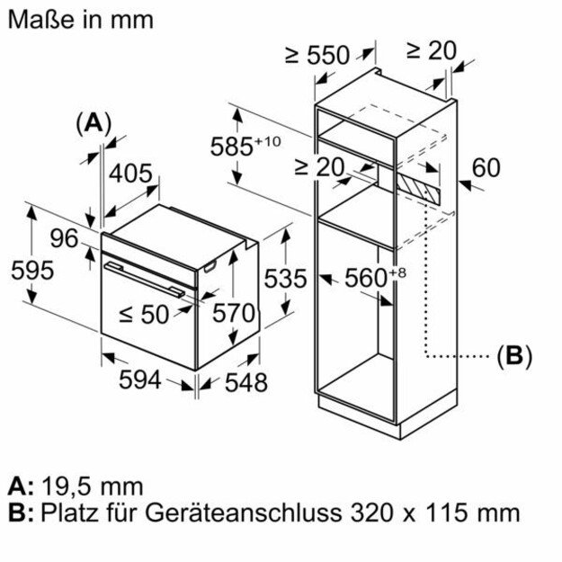 Įmontuojama orkaitė Siemens HB234A0B0