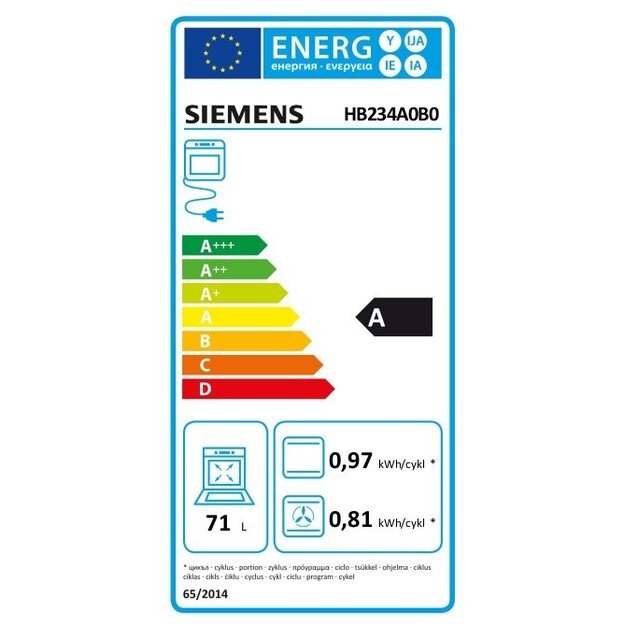 Įmontuojama orkaitė Siemens HB234A0B0