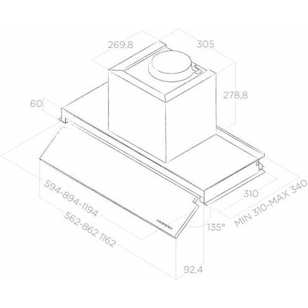 Įmontuojamas gartraukis Elica BOXIN NO DRIP IX/A/60, PRF0157712