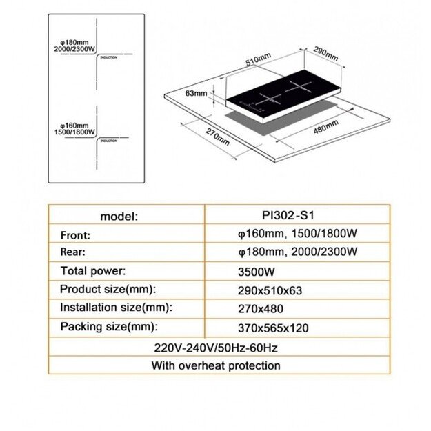 Domino elektrinė kaitlentė SCHLOSSER PI302S1