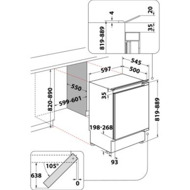 Įmontuojamas šaldytuvas Whirlpool WBUL021