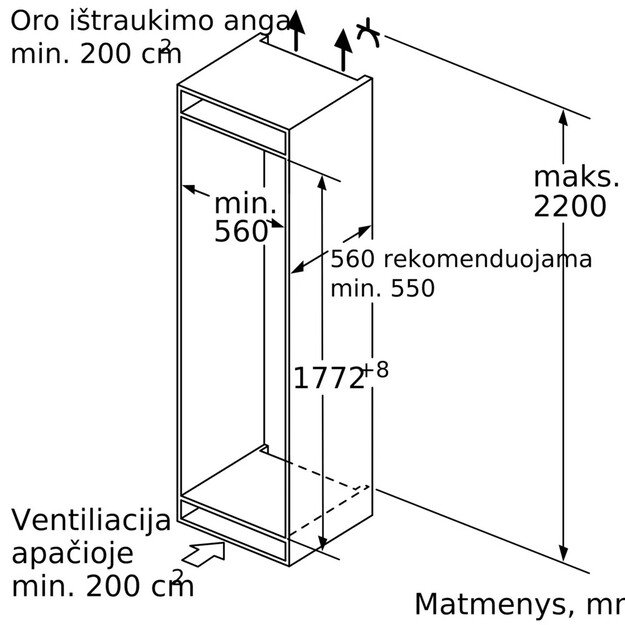 Įmontuojamas šaldytuvas Bosch KIF81HOD0